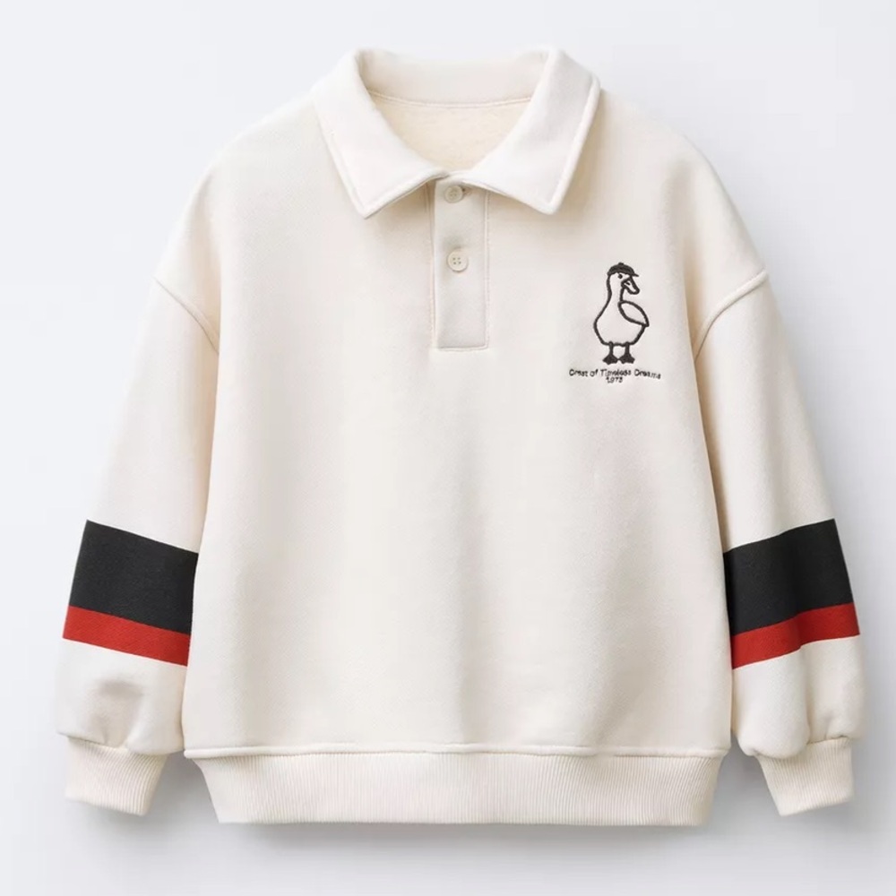 Zara Cream Kids Sweater with Black and Red Stripes